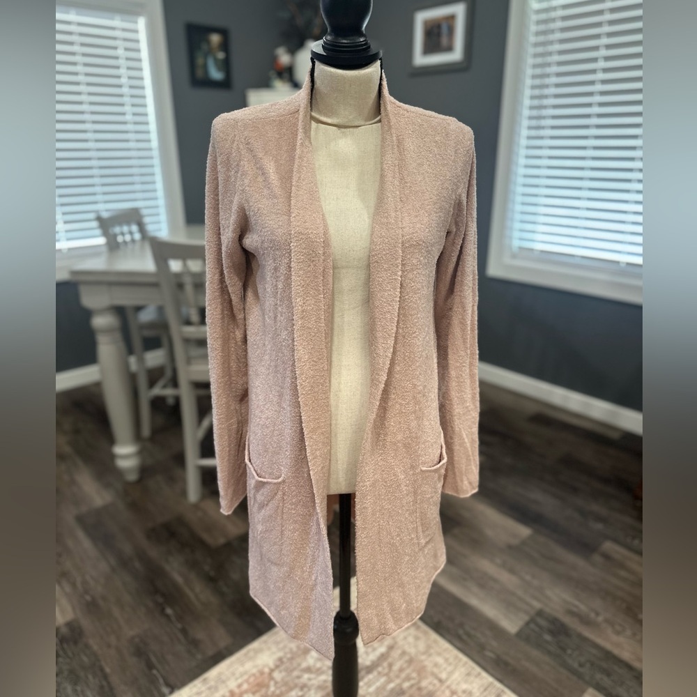 Barefoot Dreams Cozychic Lite Open Front Cardigan Sweater Blush Pink Small Soft